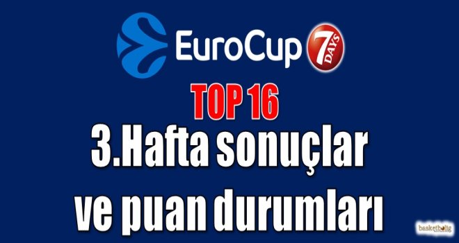 Eurocup Top16 üçüncü hafta sonuçlar ve puan durumları